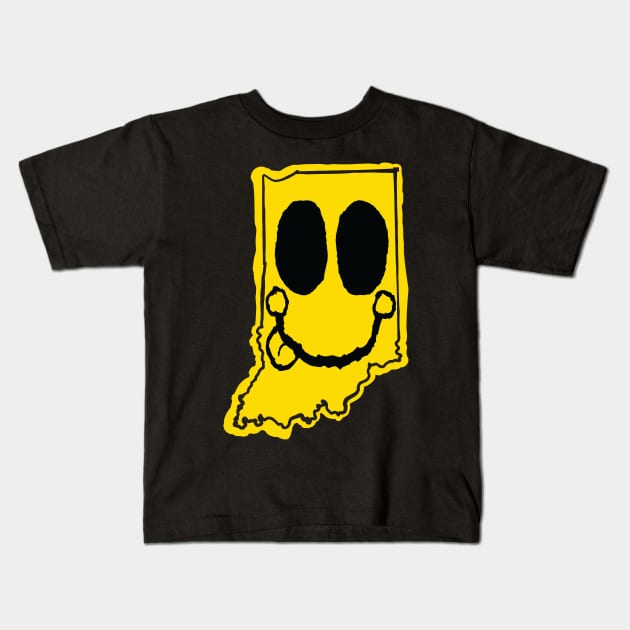 Indiana Happy Face with tongue sticking out Kids T-Shirt by pelagio
